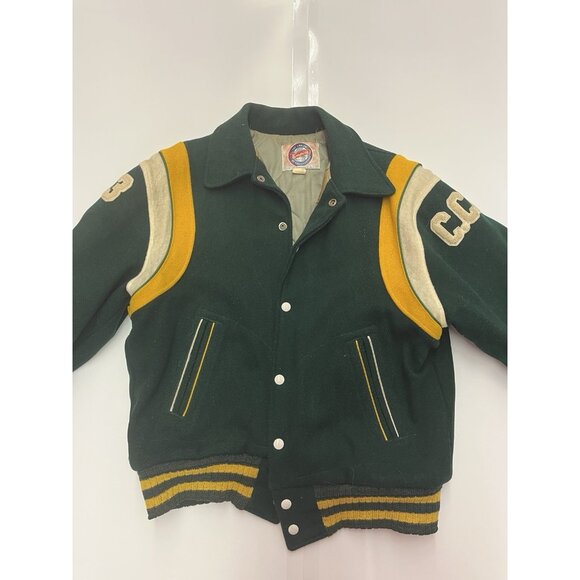 1963 Empire Sporting Goods Letterman Varsity Jacket Green Yellow Sz 42 Made USA - Picture 9 of 16